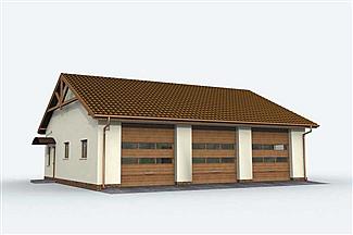 Projekt domu G164 garaż trzystanowiskowy z pomieszczeniami gospodarczymi