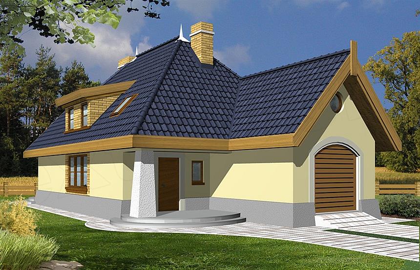 Projekt domu Poziomka paliwo stałe wersja B z poj. garażem