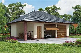 Projekt domu G33 garaż dwustanowiskowy z pomieszczeniem gospodarczym