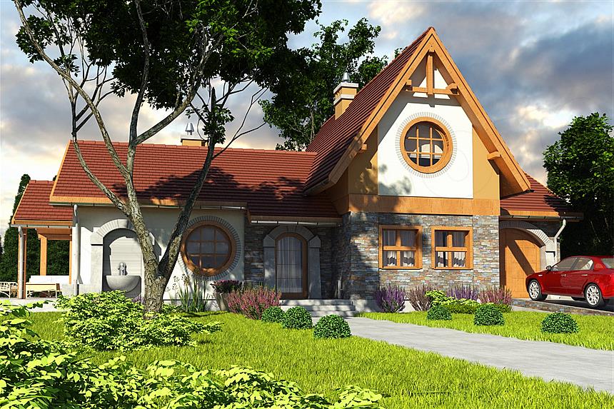 Projekt domu Abigail II z garażem 1-st. [A]