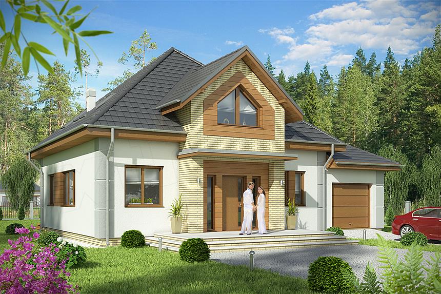 Projekt domu Staś z garażem 1-st. [A]
