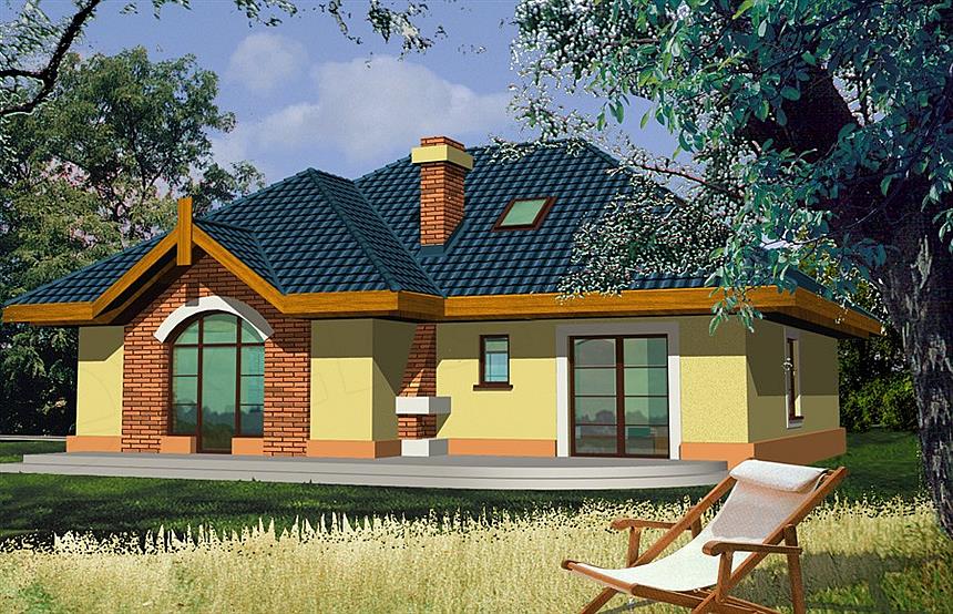 Projekt domu Wierzba C garaż z boku schody proste