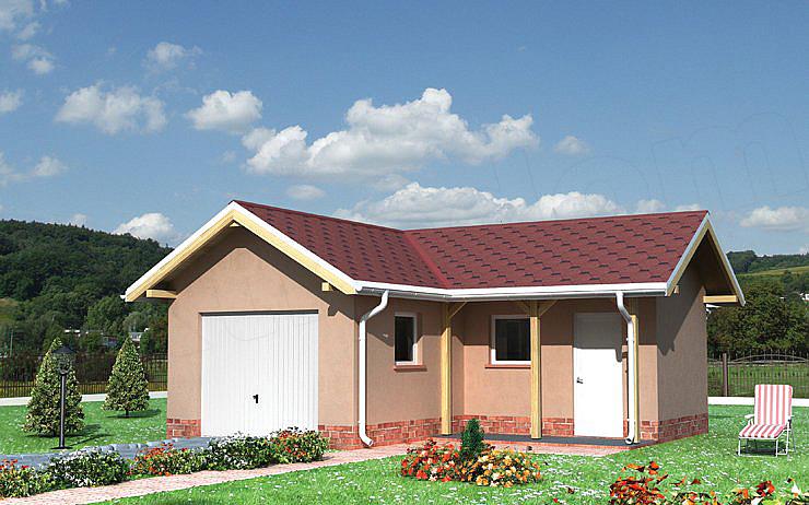 Projekt domu Garaż 19 - murowana – beton komórkowy
