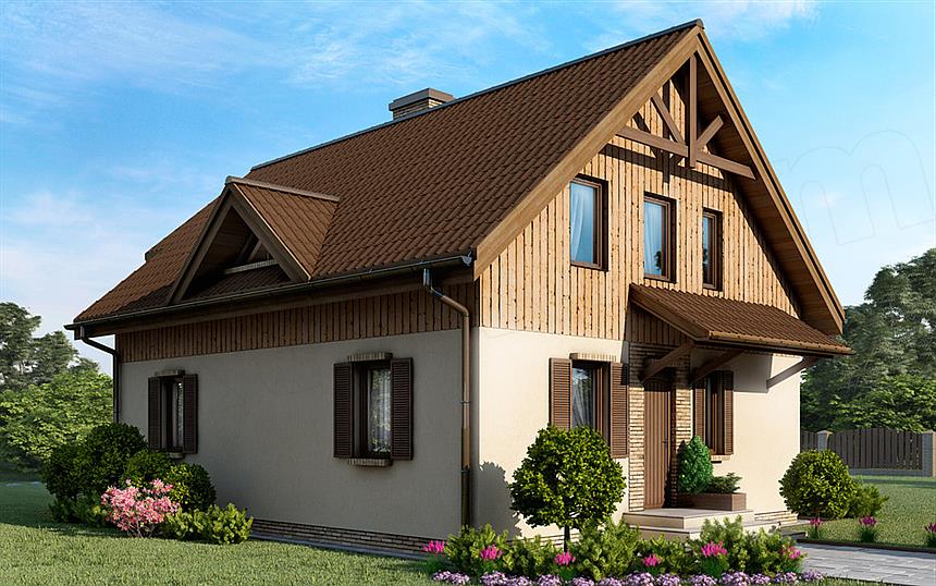 Projekt domu D42 - Błażej wersja drewniana