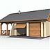 projekt domu G42 garaż dwustanowiskowy z pomieszczeniem gospodarczym i altaną ogrodową z grilem