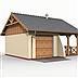 projekt domu G41 garaż jednostanowiskowy z pomieszczeniem gospodarczym i altaną ogrodową z grilem.
