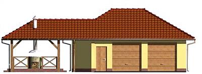 G54 garaż dwustanowiskowy z pomieszczeniem gospodarczym i składem na drewno kominkowe elewacja