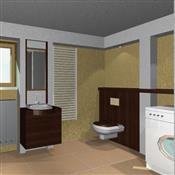 projekt łazienko-pralni  w podpiwniczeniach domku jednorodzinnego